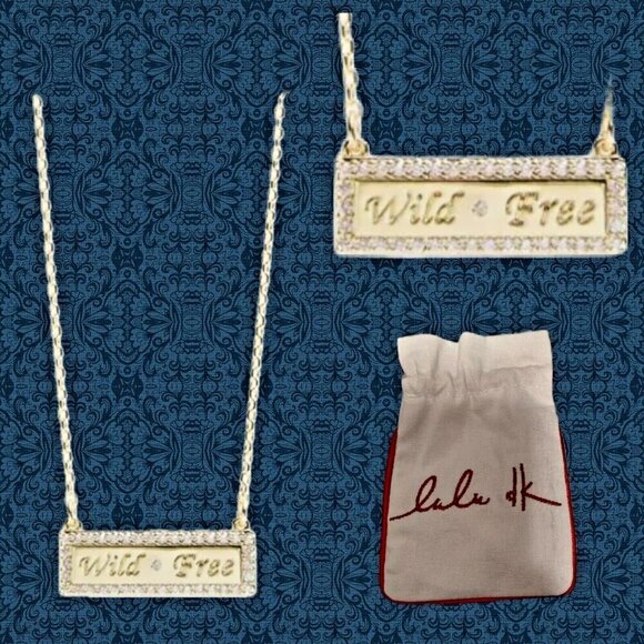 Lulu Dk Wild & Free Statement CZ Accent 14k Gold-Plated Bar Pendant Necklace - Picture 1 of 4